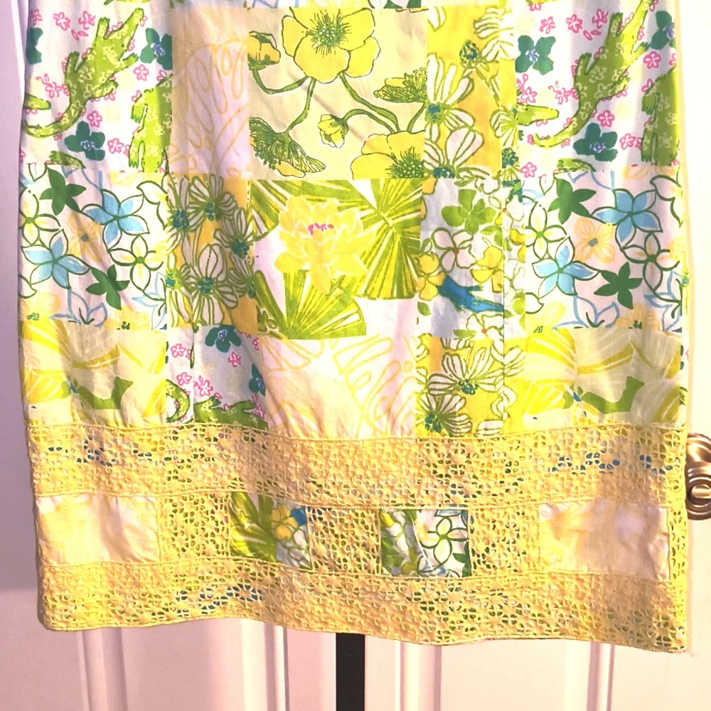 Lilly Pulitzer Yellow/Green/Blue Strapless Floral Sundress Size 0 - Picture 4 of 7